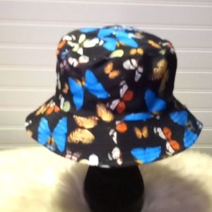 Black 🦋 Butterfly Reversible Cotton Bucket Hat